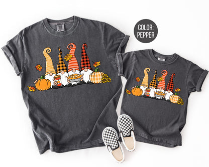 Comfort Colors Girls Fall Gnome Shirt, Thanksgiving Mommy and Me, Thanksgiving Gnomes Mama and Mini Shirts