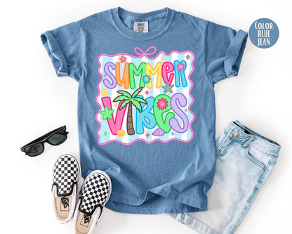 Comfort Colors® Preppy Summer Vibes Shirt, Girls Summer Shirts