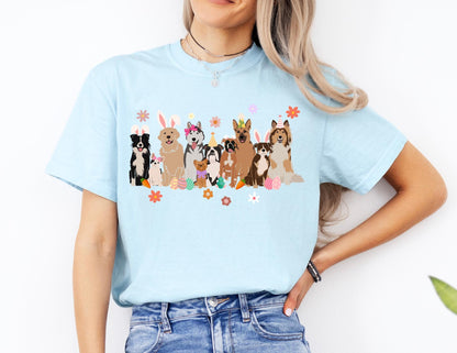 Easter Dogs Comfort Colors T-Shirt, Puppy Spring Tee, Dog Lover Gift