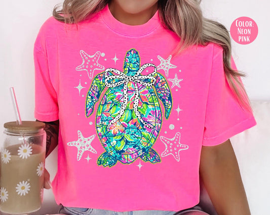 Comfort Colors® Preppy Summer Sea Turtle Shirt, Girls Summer Shirts