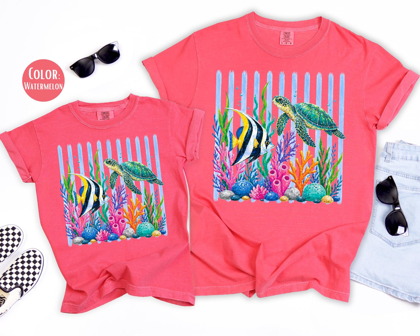Comfort Colors® Trendy Sea Life Shirt, Girls Ocean Shirts, Summer Tees