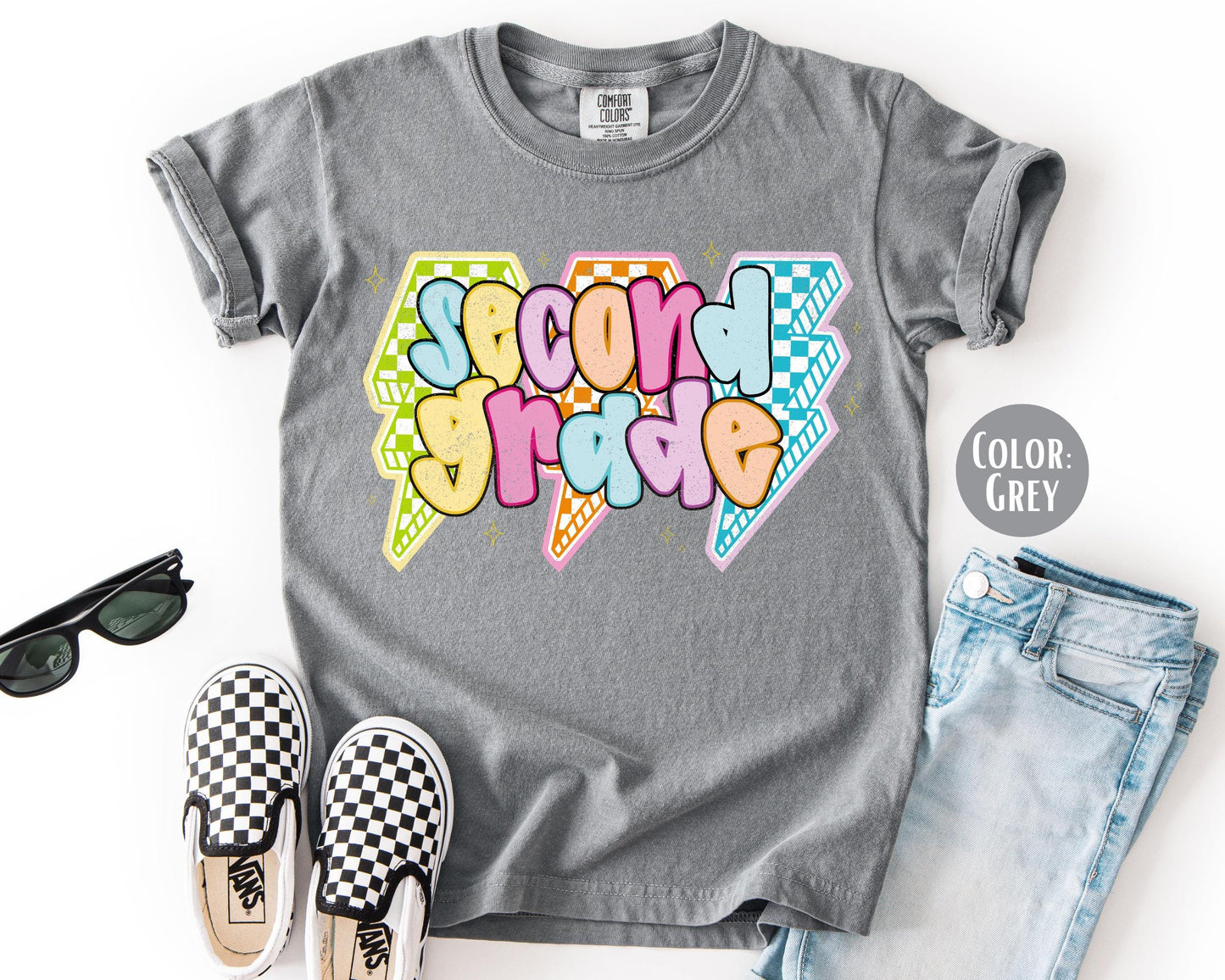 Comfort Colors 2nd Grade Shirt: Lightening Bolt Tee