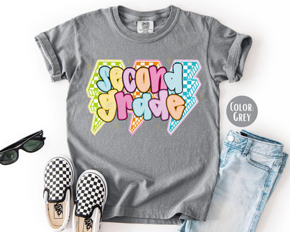 Comfort Colors 2nd Grade Shirt: Lightening Bolt Tee