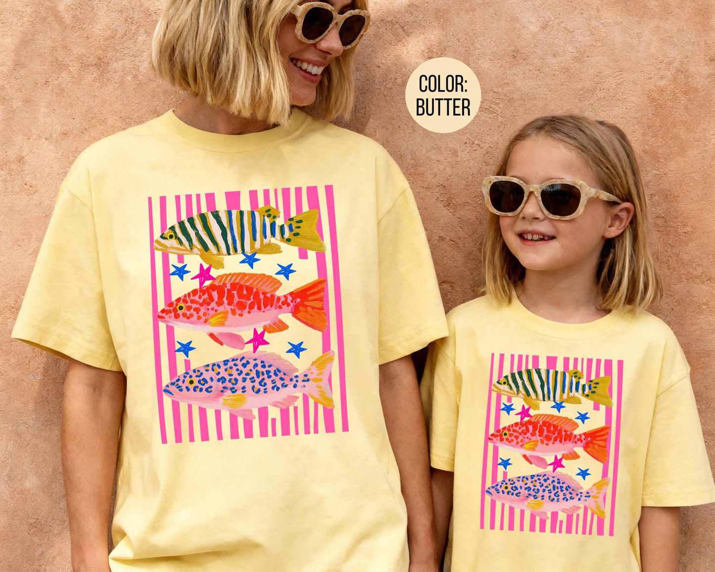 Comfort Colors® Preppy Pink Fish Shirt, Girls Fishing Shirts