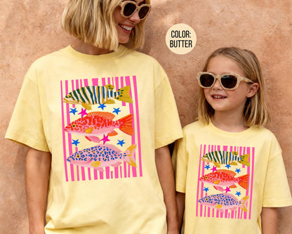 Comfort Colors® Preppy Pink Fish Shirt, Girls Fishing Shirts