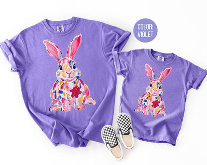 Comfort Colors® Floral Watercolor Easter Bunny Shirt, Girls Easter Shirts