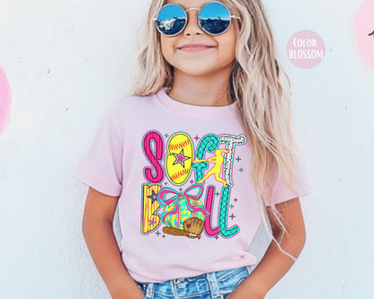 Comfort Colors Kids Softball Shirt: Girls Youth Tee