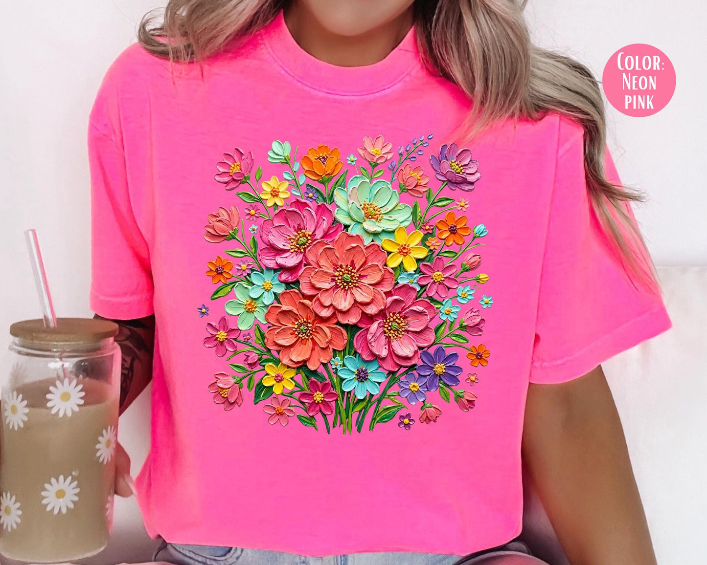 Comfort Colors® Floral Brushstroke Bouquet Shirt, Mama and Mini Flower Shirts