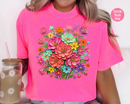 Comfort Colors® Floral Brushstroke Bouquet Shirt, Mama and Mini Flower Shirts
