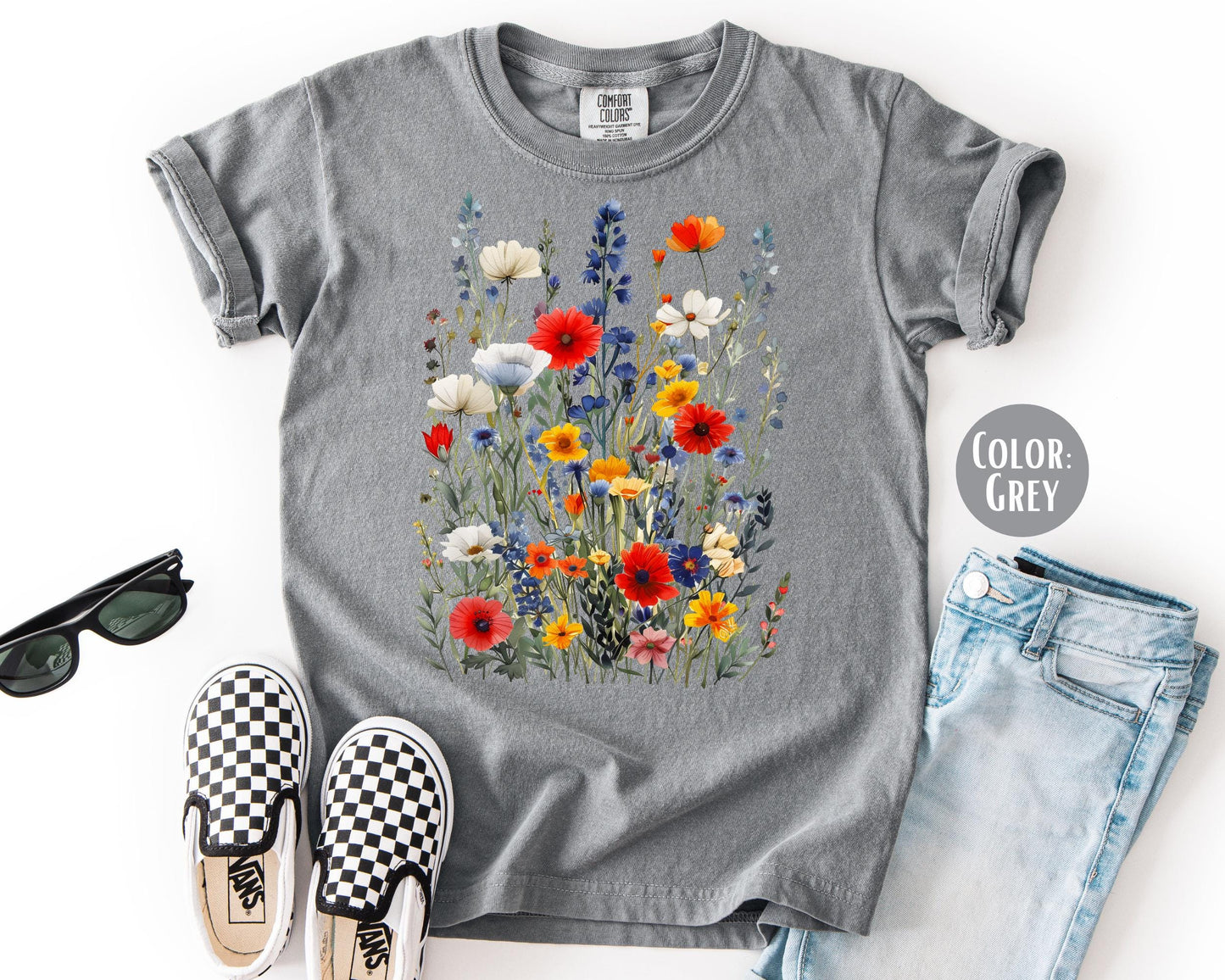 Comfort Colors Kids Wildflower Shirt: Girls Floral Tee