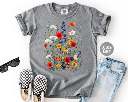 Comfort Colors Kids Wildflower Shirt: Girls Floral Tee