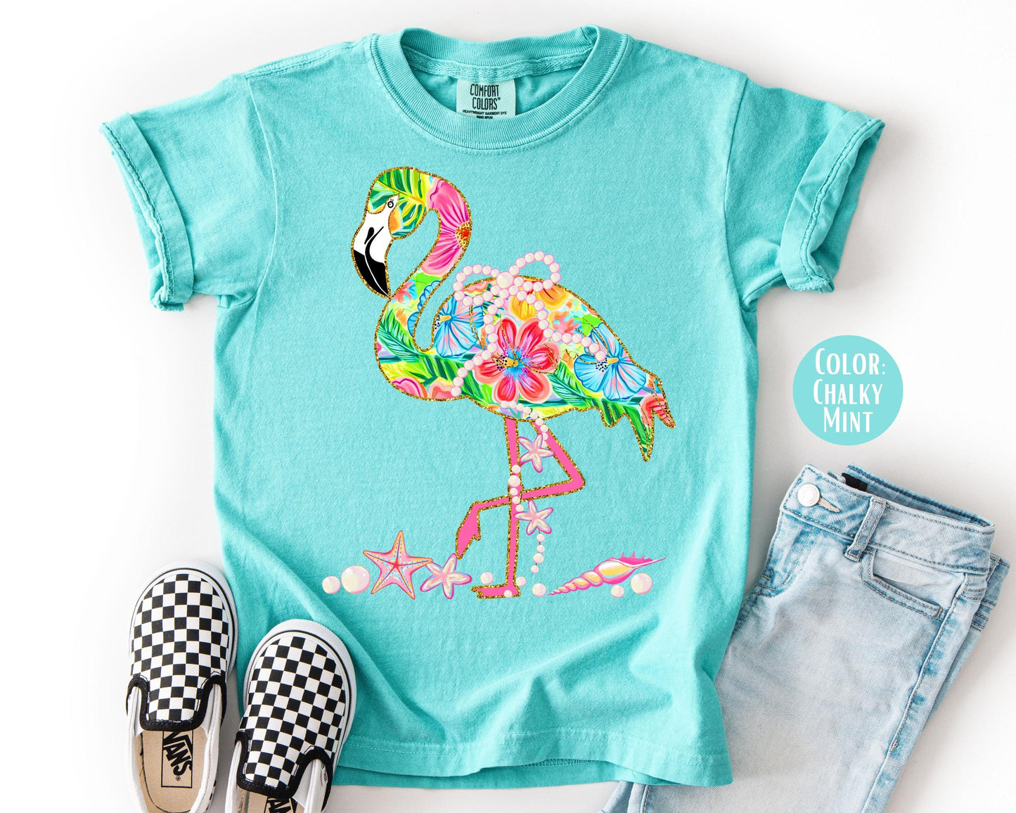 Comfort Colors Flamingo Shirt: Girly Summer Kids Tee