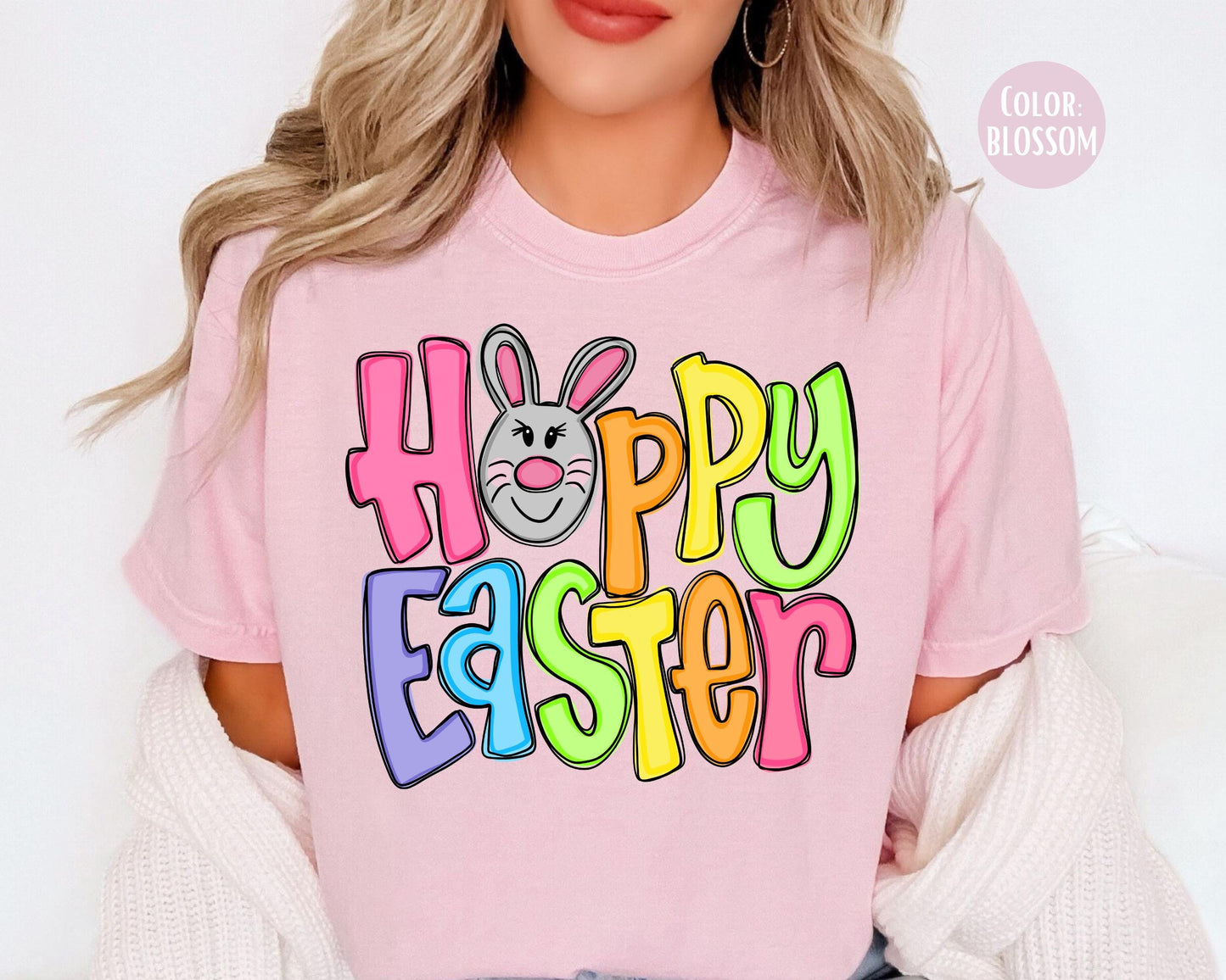 Comfort Colors® Colorful Happy Easter Shirt, Adult and Youth Easter Shirts