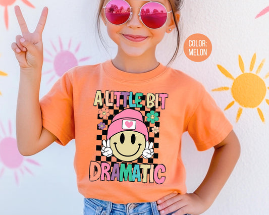 Comfort Colors Little Bit Dramatic Girls Shirt - Funny Youth Tee