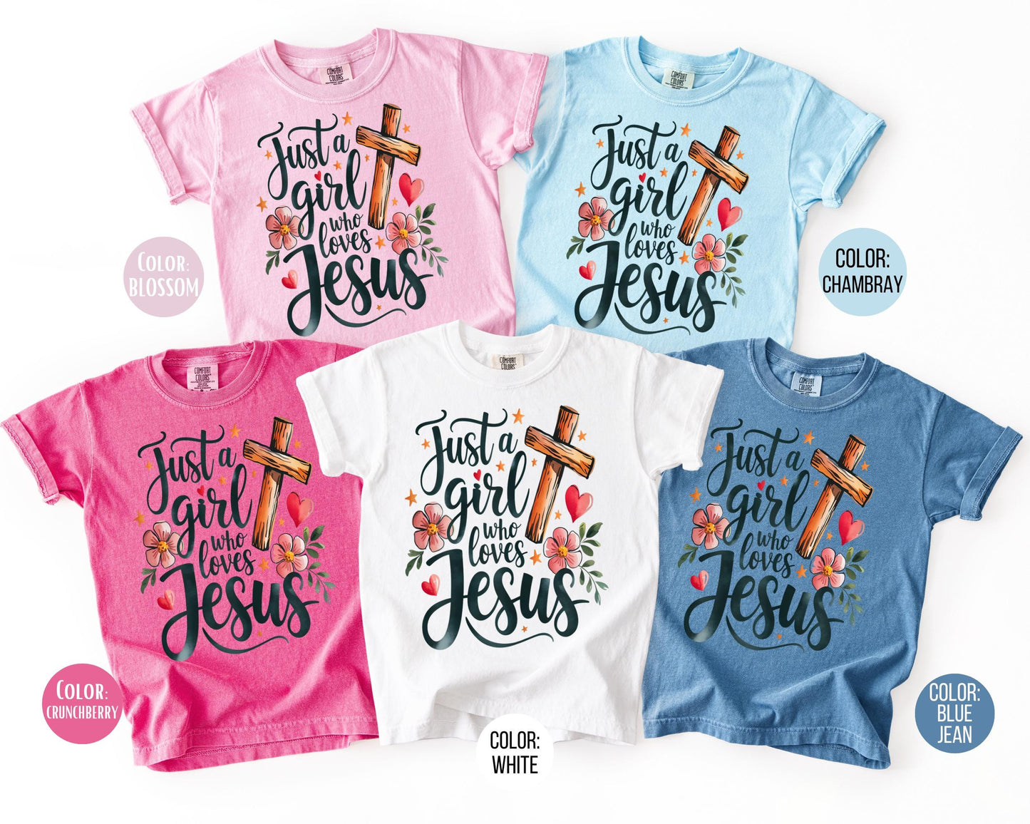 Comfort Colors® Just a Girl Who Loves Jesus Shirt, Girls Jesus Shirts