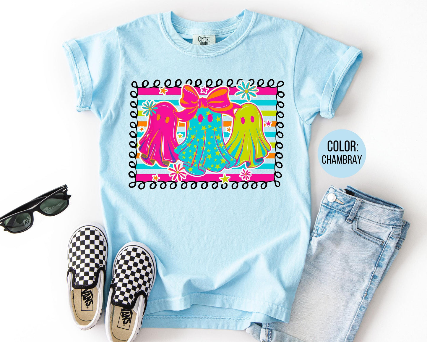 Comfort Colors Neon Ghost Halloween Shirt: Matching Mom & Daughter