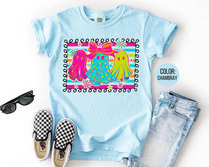 Comfort Colors Neon Ghost Halloween Shirt: Matching Mom & Daughter