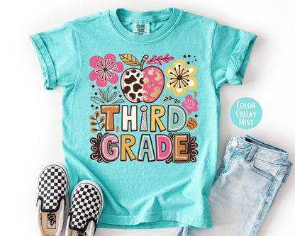 Comfort Colors Girly Boho Third Grade Shirt - Back to School Tee