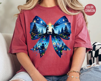 Comfort Colors Birth of Christ Shirt: Nativity Christmas Coquette Shirt