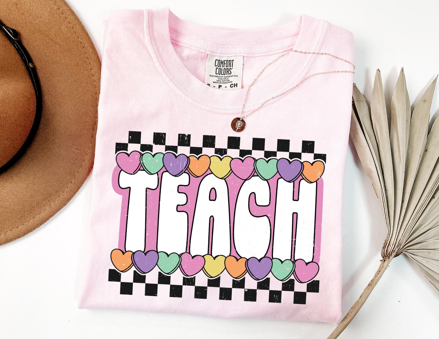 Comfort Colors Teach Valentine Shirt: Teacher Heart Tee