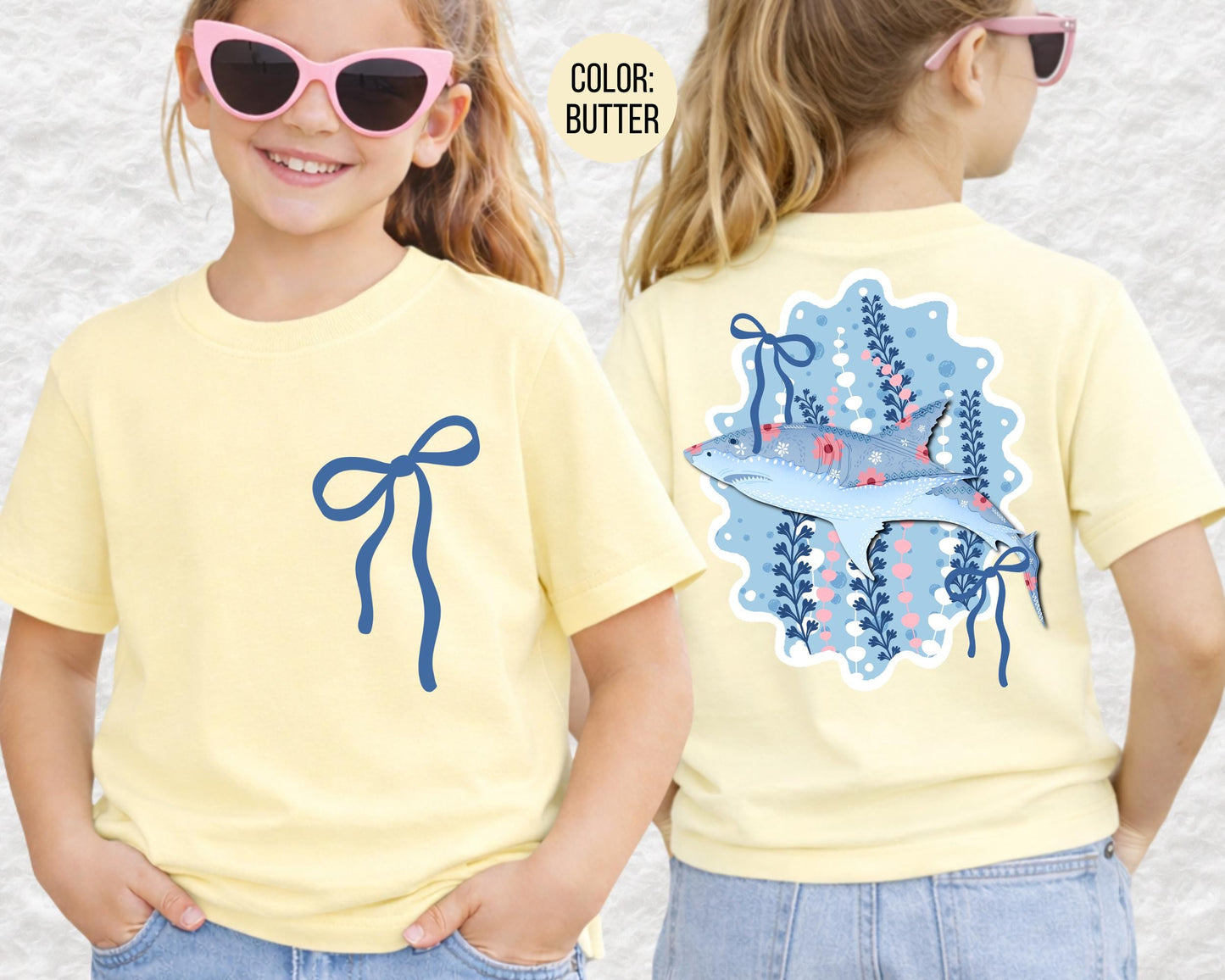 Comfort Colors Front and Back Floral Shark Shirt, Shark Shirts