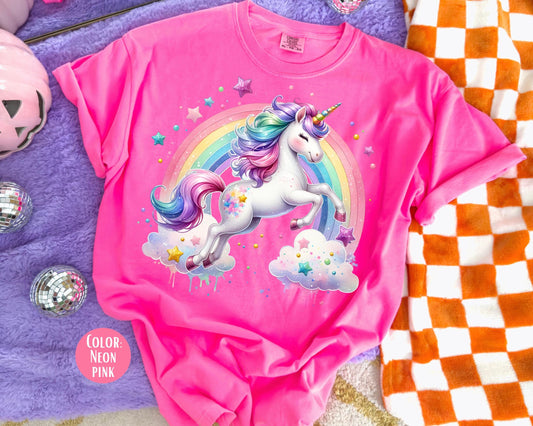 Comfort Colors Unicorn Shirt, Rainbow Graphic Tee, Girls Unicorn Shirts