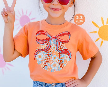 Comfort Colors Floral Baseball Mama Shirt: Coquette Baseball Sister Tee