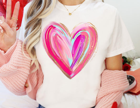 Comfort Colors Watercolor Heart Shirt, Valentine's Day Gift