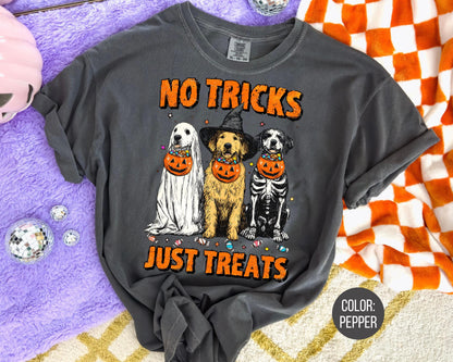 Comfort Colors Dog Halloween Shirt: No Tricks Just Treats
