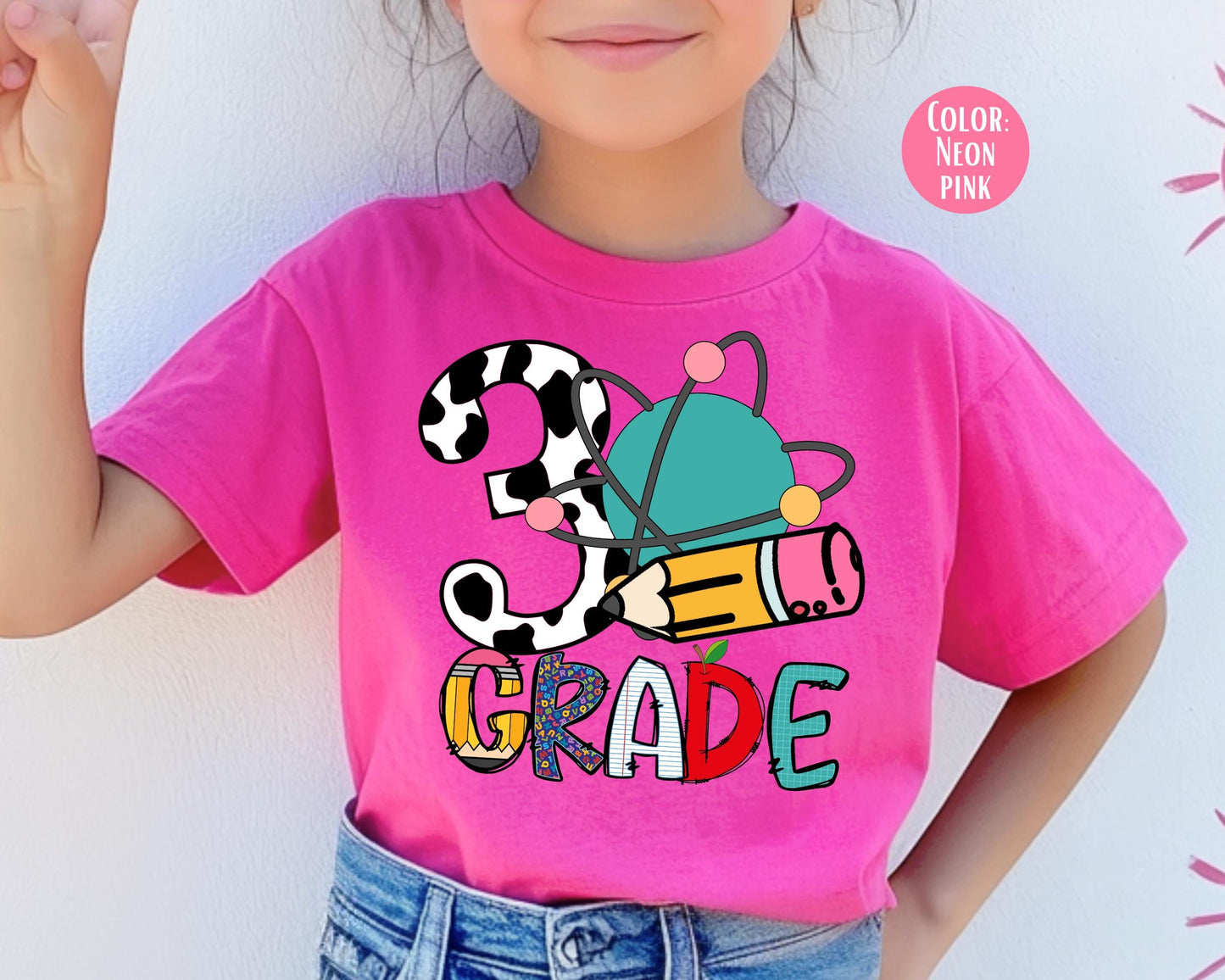 Comfort Colors Cow Print 3rd Grade Shirt - Back to School Tee