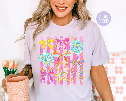 Comfort Colors® Coquette Seashells Shirt, Girly Summer Beach Shirts