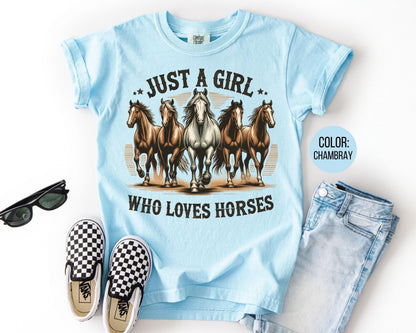Comfort Colors Girls Horse Shirt: Just A Girl Who Loves Horses
