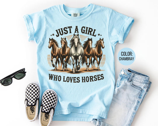 Comfort Colors Girls Horse Shirt: Just A Girl Who Loves Horses