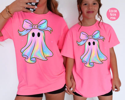 Comfort Colors Pastel Ghost Shirt: Girls Coquette Halloween Tee