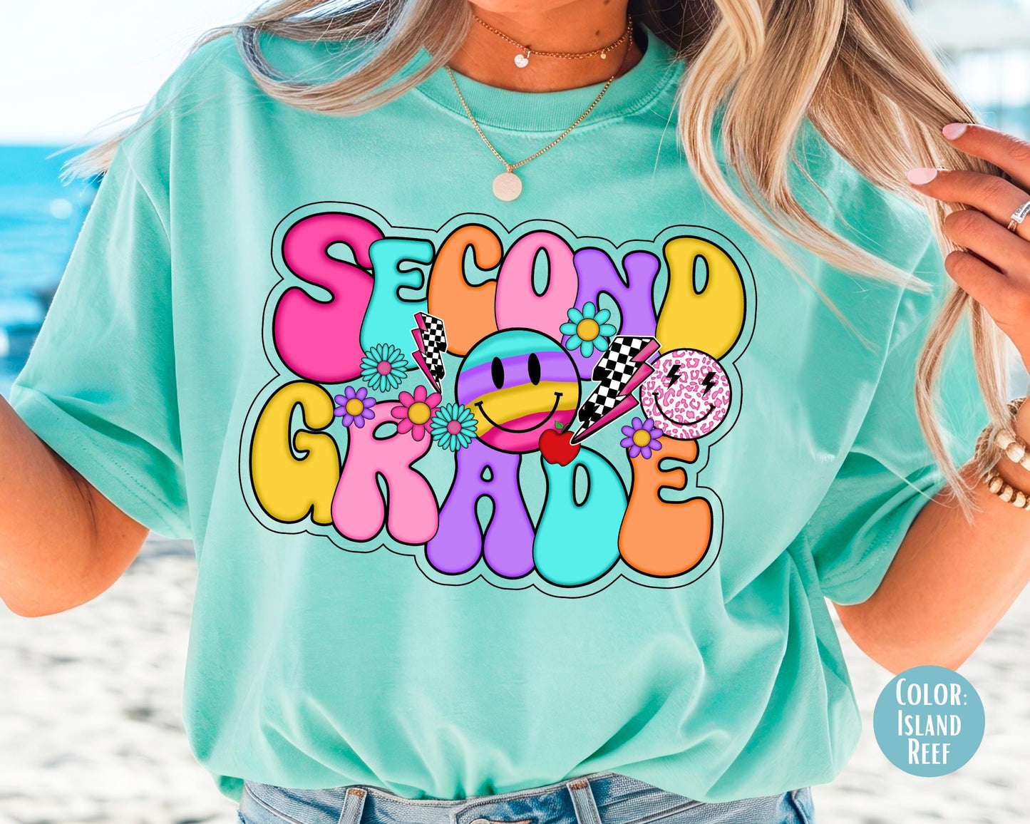 Comfort Colors® Smiley Retro Second Grade Shirt, 2nd Grade Teacher Shirts