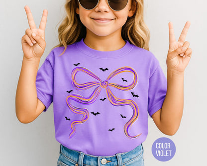 Girls Coquette Bat Shirt: Comfort Colors Halloween Tee
