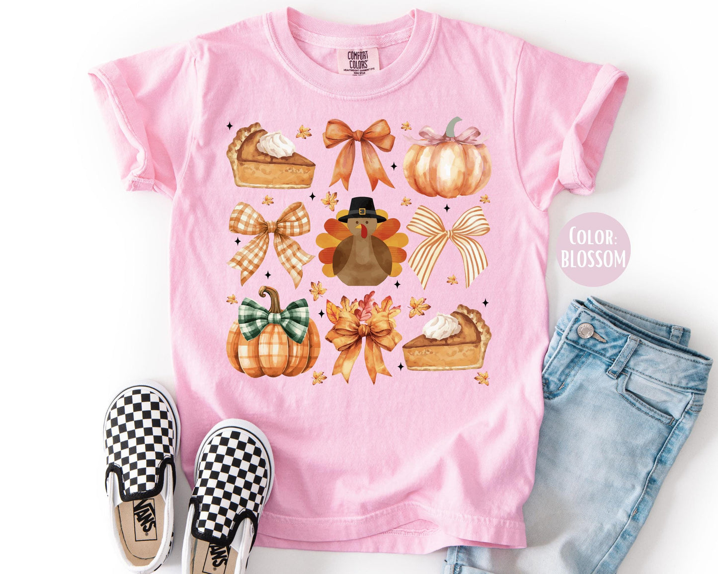 Comfort Colors Coquette Thanksgiving Shirt: Girly Fall Tee