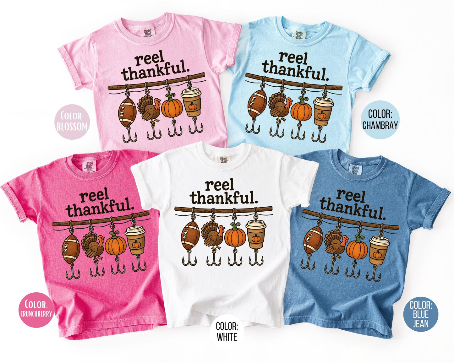 Comfort Colors Reel Thankful Shirt: Funny Thanksgiving Fishing Tee