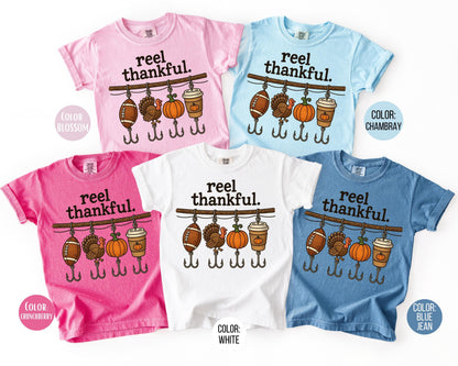 Comfort Colors Reel Thankful Shirt: Funny Thanksgiving Fishing Tee