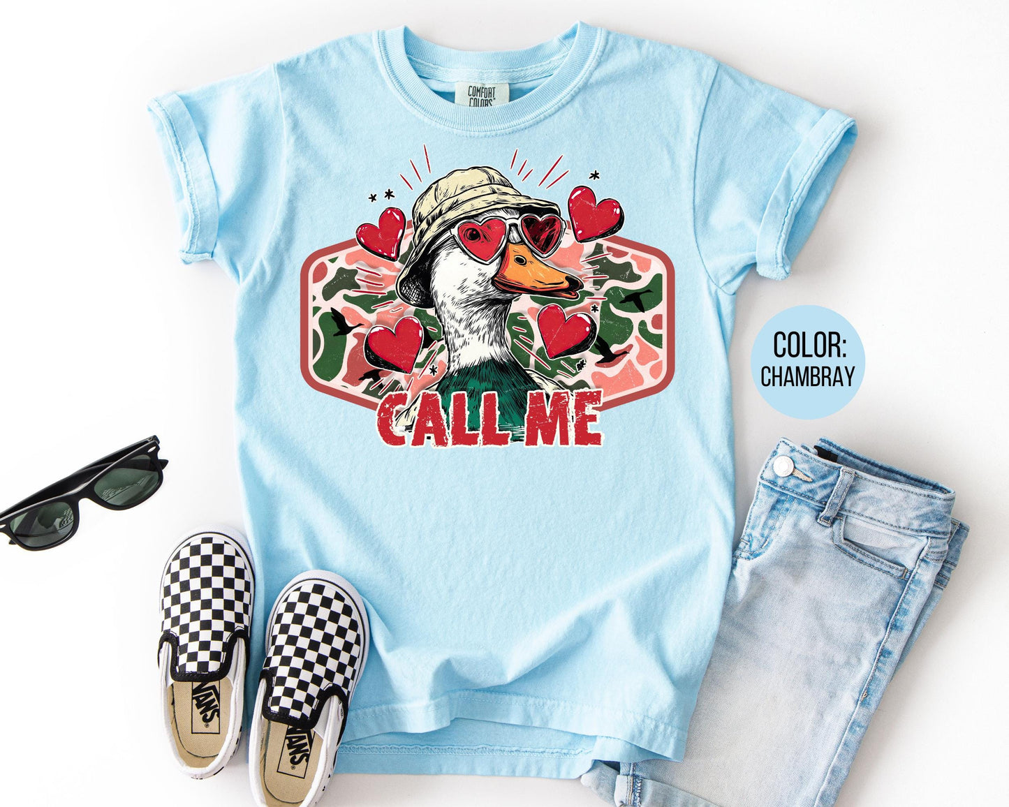 Comfort Colors® Boys Call Me Duck Shirt, Duck Hunting Valentines Day Shirts