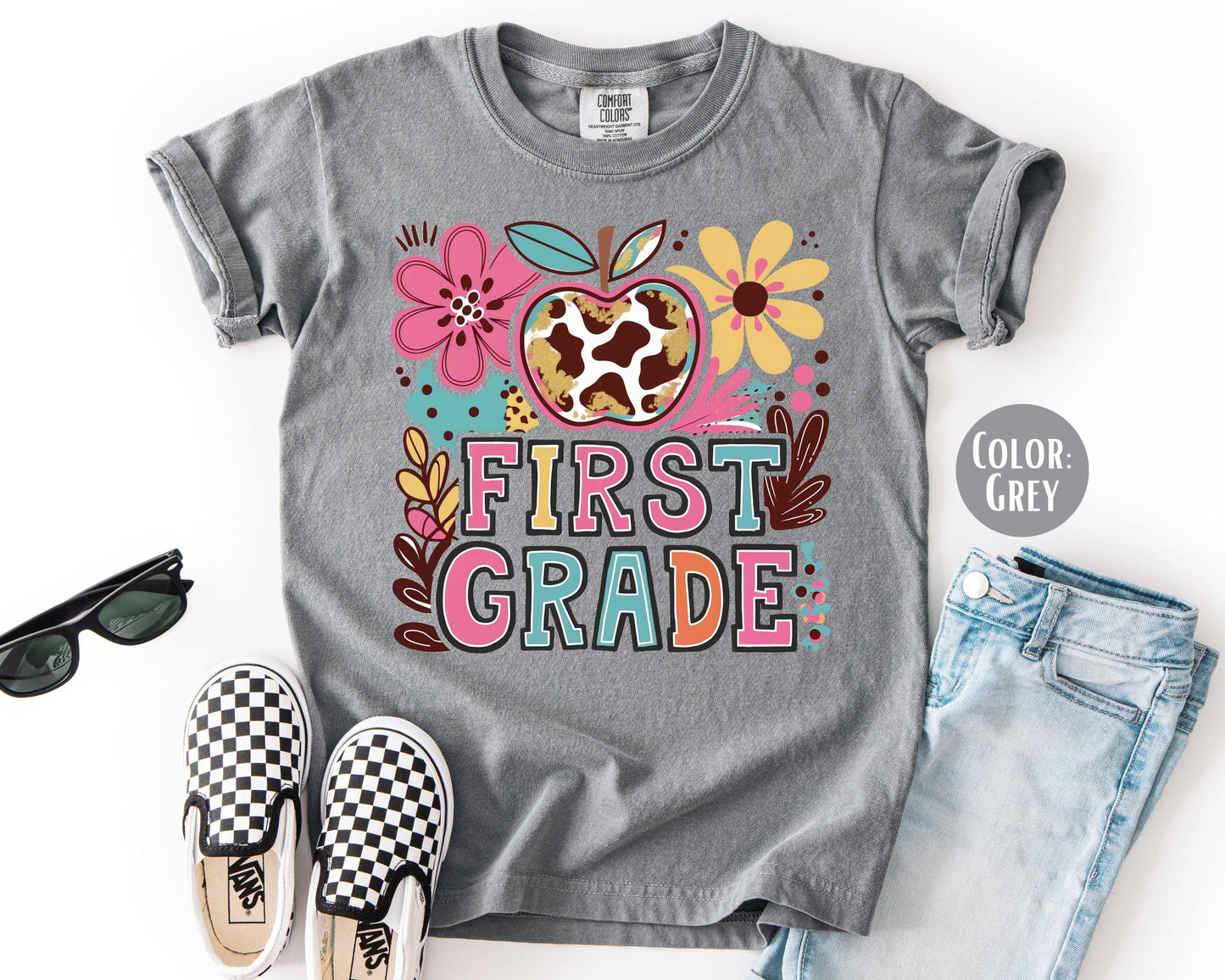 Comfort Colors First Grade Shirt: Girly Boho Back to School Tee