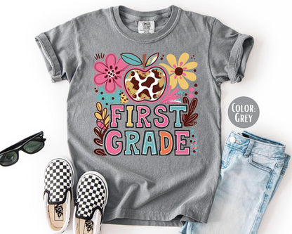 Comfort Colors First Grade Shirt: Girly Boho Back to School Tee