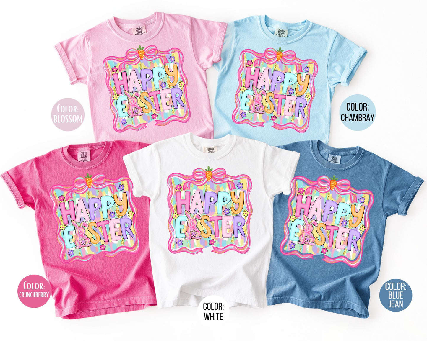 Comfort Colors® Preppy Happy Easter Shirt, Girls Easter Shirts