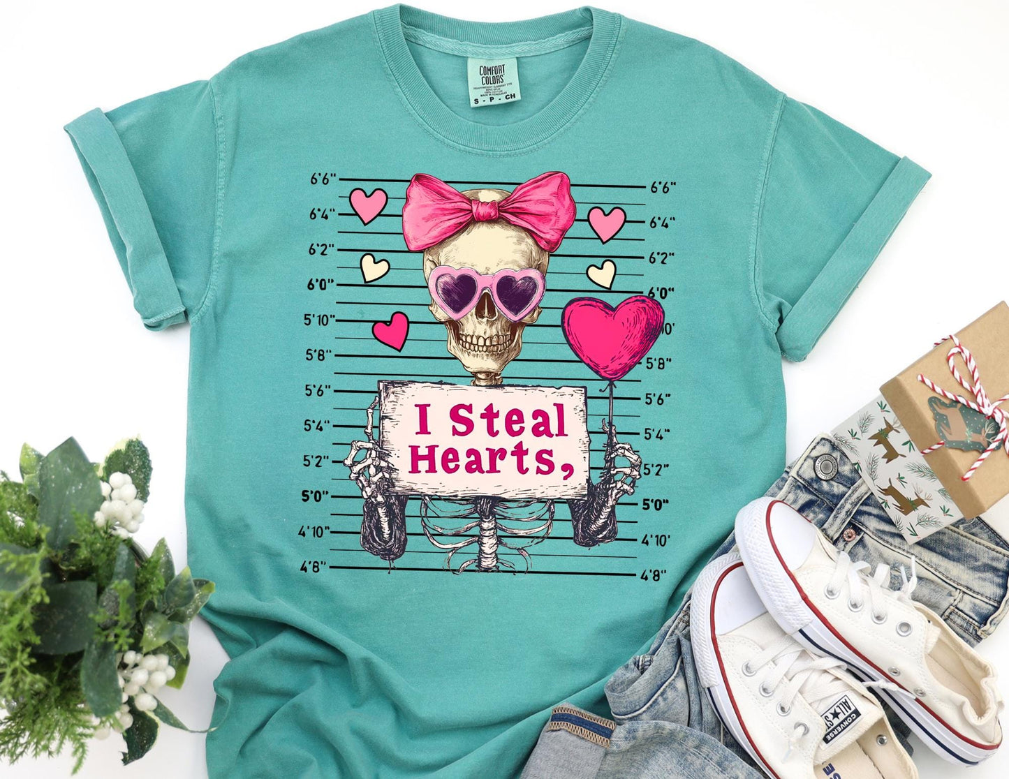 Comfort Colors Skeleton Valentine Shirt, I Steal Hearts