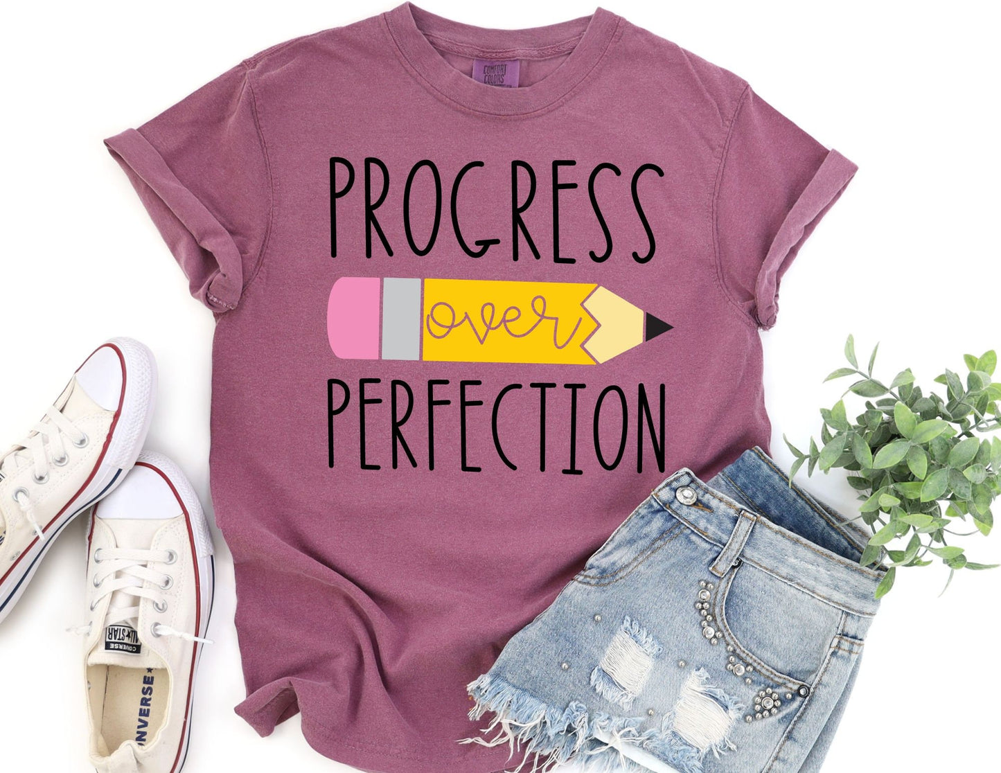 Comfort Colors Progress Over Perfection Shirt: Inspirational Teacher Tee
