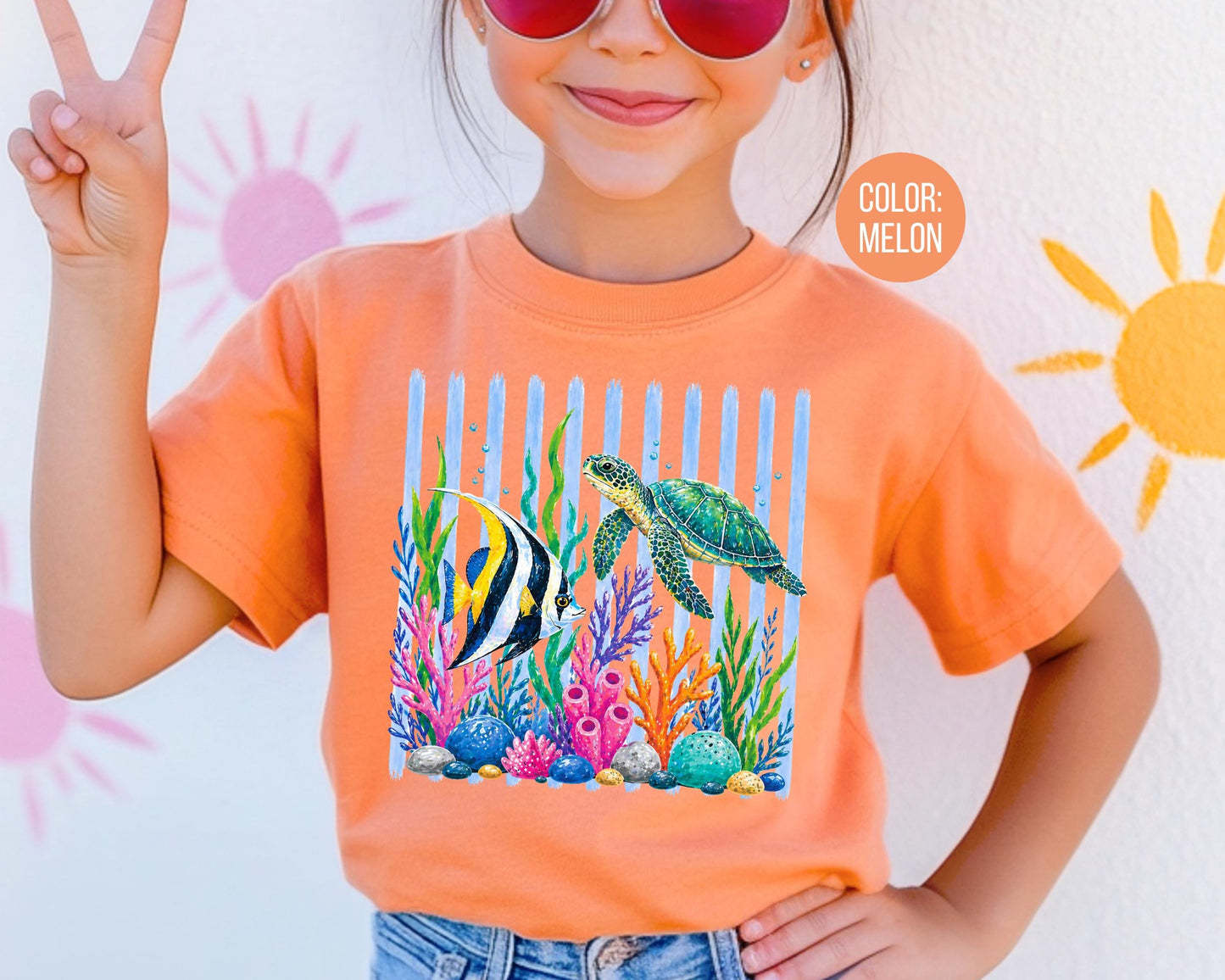 Comfort Colors® Trendy Sea Life Shirt, Girls Ocean Shirts, Summer Tees