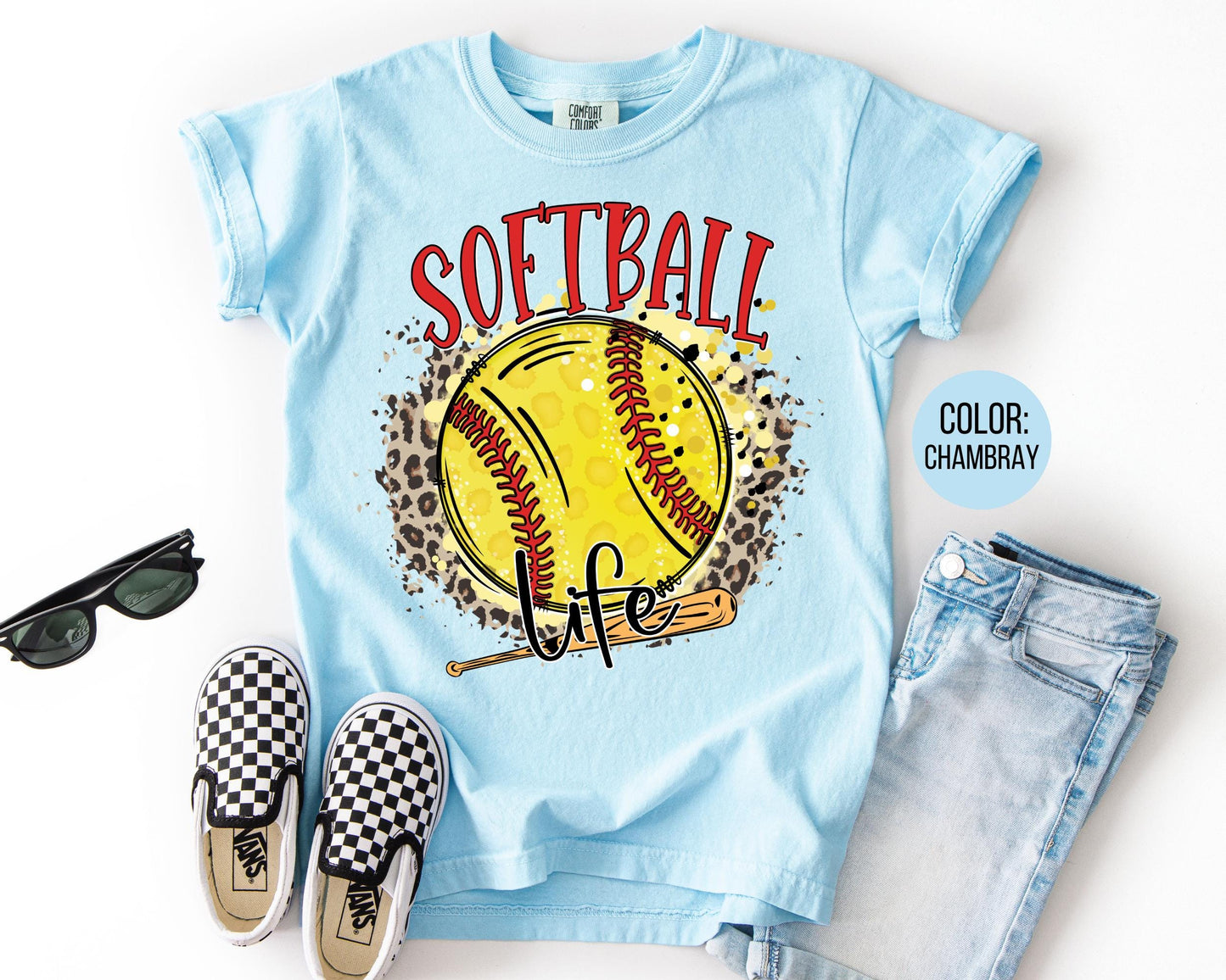 Comfort Colors Girls Softball Life Shirt: Matching Mom & Daughter Softball Shirts