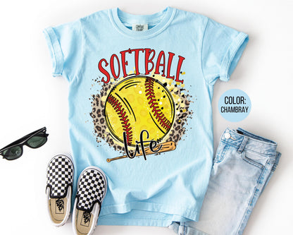 Comfort Colors Girls Softball Life Shirt: Matching Mom & Daughter Softball Shirts