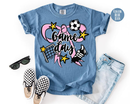 Comfort Colors Girls Game Day Soccer Shirt: Coquette Soccer Shirts