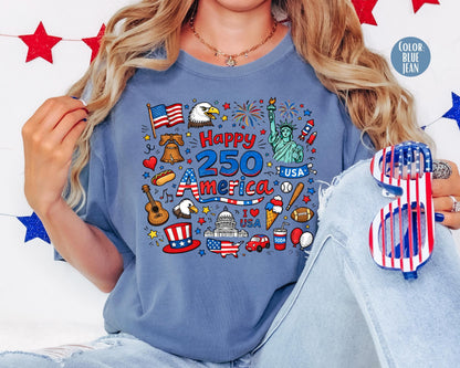 Comfort Colors 250 Years of Freedom Shirt, Christian 4th of July Shirts
